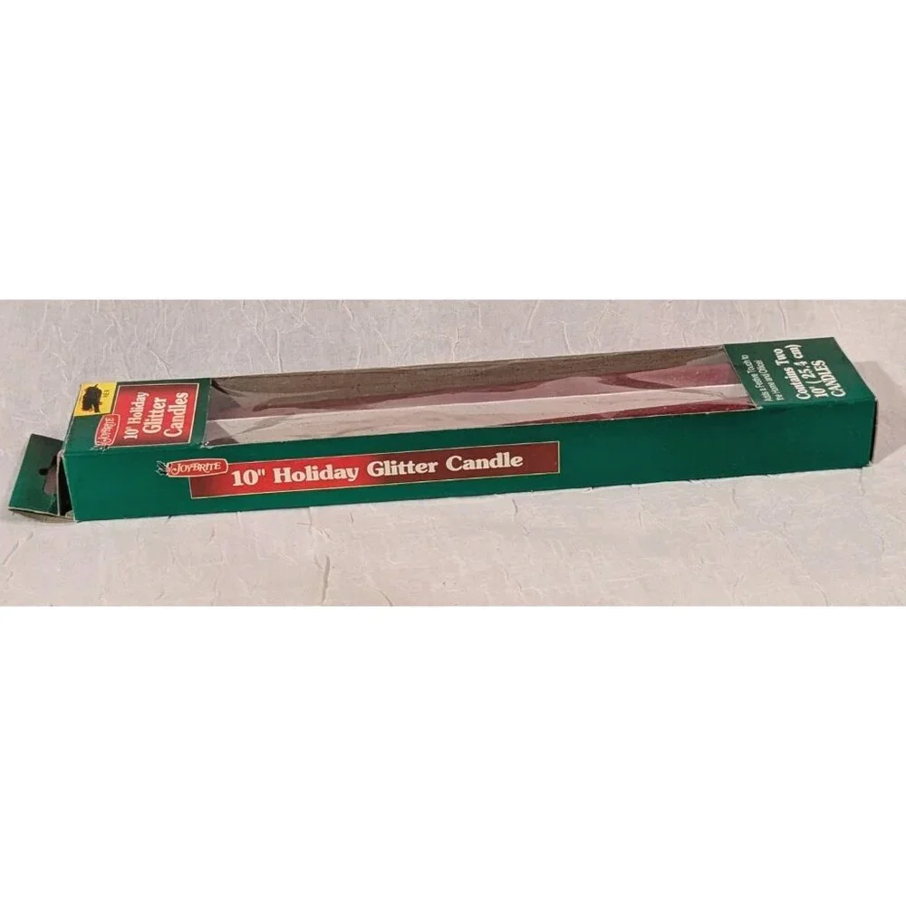 NOS Candles Glitter Taper Joy Brite Holiday Christmas Red 10